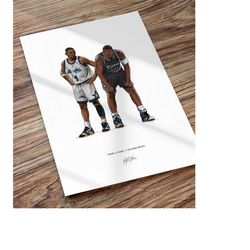 penny hardaway shaquille o'neal orlando magic basketball art