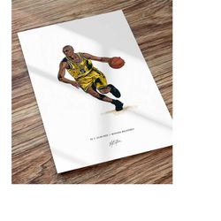jalen rose illustrated basketball art poster print, jalen