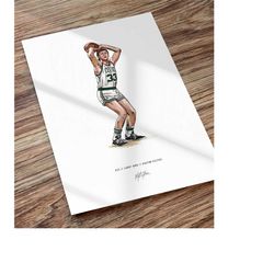larry bird boston celtics basketball art illustrated print