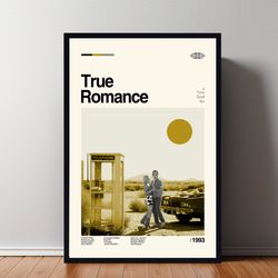 true romance movie poster, true romance print, retro movie poster, minimalist art print, vintage inspired, midcentury ar