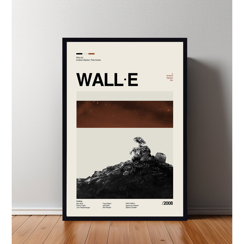 Wall E Movie Poster, Wall E Print, Retro Movie Poster, Minimalist Art Print, Vintage inspired, Midcentury Art, Wall Art.jpg