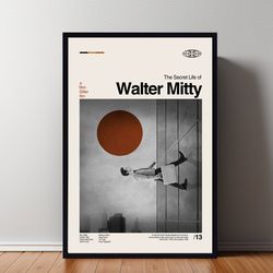 walter mitty movie poster, walter mitty print, wall art, minimalist movie, high quality, modern art, custom poster, home