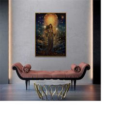 the star tarot art, dark academia, tarot card,