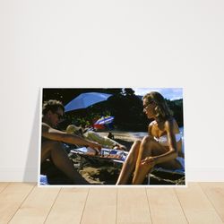 beach vintage art, vintage photograph, premium matte paper, wooden framed poster, famed beach photo, framed vintage phot