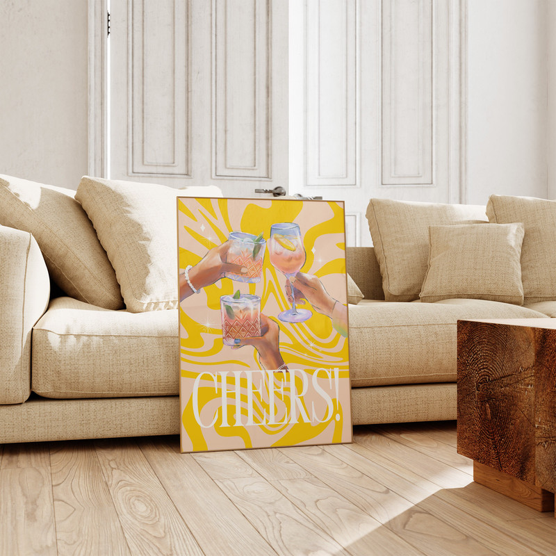Cheers Poster-Martini Art-Retro Poster-Cocktails Posters-Trendy Art-70s Art Poster-Girly Art-Cocktail Art-Preppy Bar Cart Art.jpg