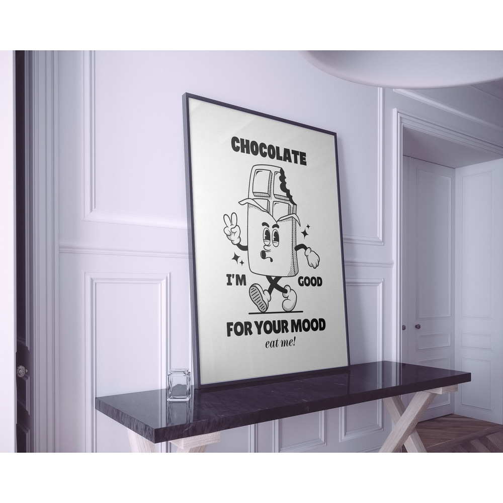 chocolate art print, printable art, burger cola poster, Downloadable print, Kitchen decor, retro cartoon, retro poster, vintage illustration.jpg