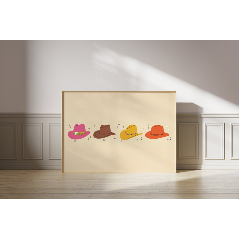 Cowboy Hats Landscape-Digital Download-Wall Print-Y2K Pink Art-Large Girly Print Art-Trendy Prints -Girly Art-Matches Art Print-Preppy Art.jpg