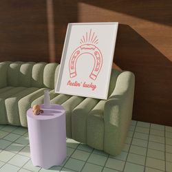 feeling lucky,lucky girl quote,retro horseshoe posters,lucky girl syndrome art,trendy wall art,aesthetic print,dorm art,