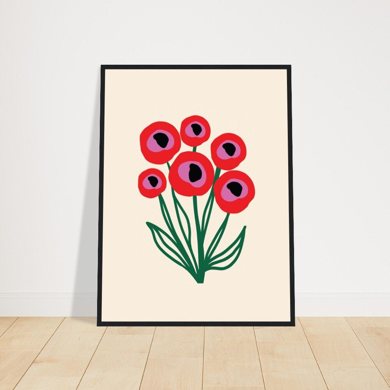 Flower Print, Minimalist Art, Flower Art Framed, Preppy Room Decor, Red Poster Framed, Cute Poster Framed, Trendy Art Print, Flower Art.jpg