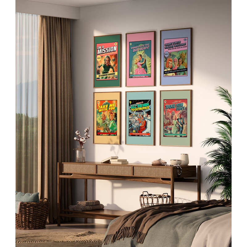 Gallery Set of 6 Prints, Trendy Art Print, Apartment Art, Art for Dorm, Fun Art Prints, Retro Comic Posters, Fun Posters, Preppy Art Prints.jpg