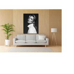 kate moss black and white photo poster,kate moss