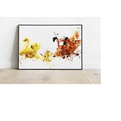 disney the lion king simba timone pumba watercolour