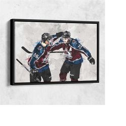 nathan mackinnon mikko rantanen poster, colorado avalanche, canvas