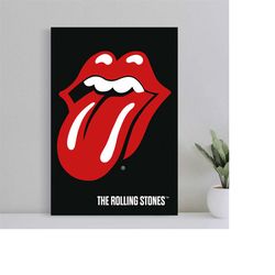 rolling stones red tongue poster, wall art canvas