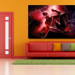 spiderman poster print, spiderman canvas wall art, spiderman wall art, marvel superhero canvas, superhero fan decor, r