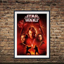 star wars revenge of the sith print art,starwars revenge of the sith poster, canvas wall art, revenge of the sith poster