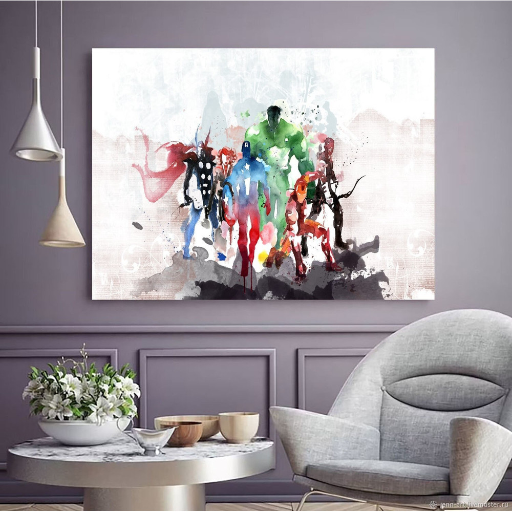 Super Heroes Avengers Wall Arts ,Super Heroes Avengers Retro Posters, Watercolor Artworks,The Avengers Poster, Extra Large Print, Kids Gift.jpg