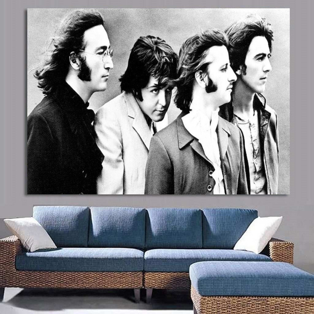 The Beatles Canvas , The Beatles Poster, Black & White Drawing, Music Room Wall Art canvas Wall Art ,Gift For Kids,  Music Group Poster.jpg