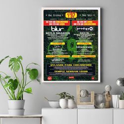 v festival 1997 poster, v festival 1997 vibrant lineup poster ,v festival 1997 wall art, merch poster,music festival pos