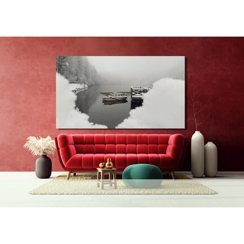 Winter Lake Mountain Landscape Poster Print, Lake House Decor, Lake Poster Print, Lake Wall Art, Lake Painting Art, Ready To Hang Home Decor.jpg