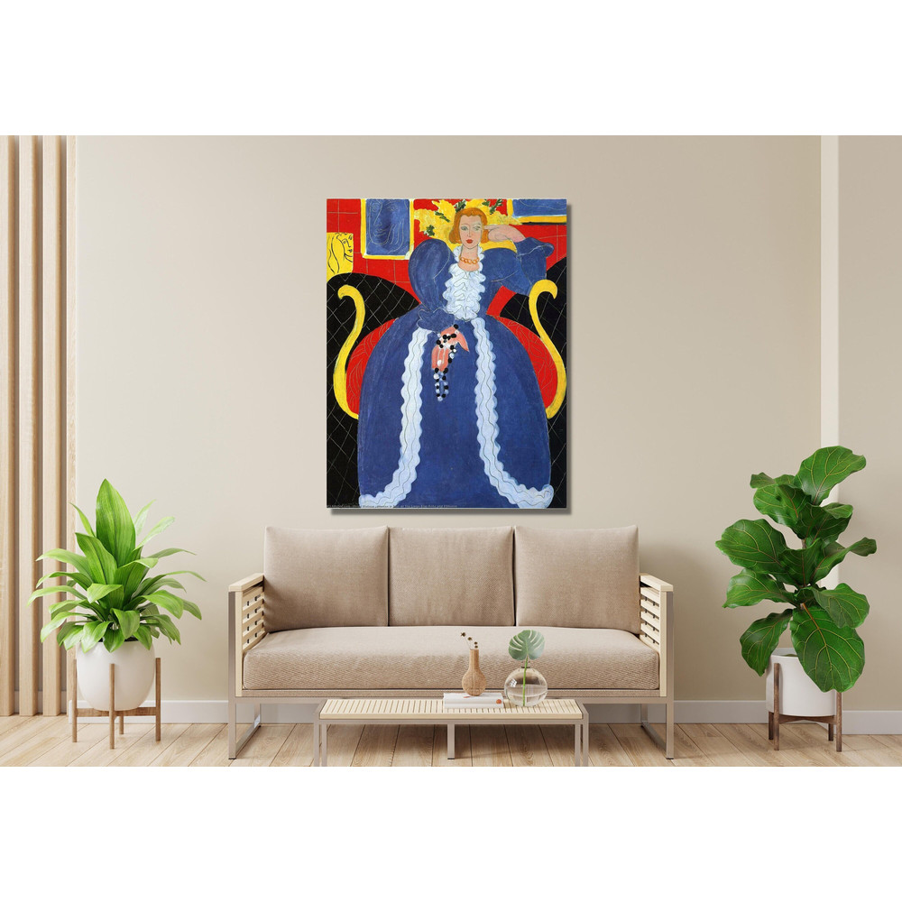 Woman in Blue or The Large Blue Robe and Mimosas Painting Wall Art, Henri Matisse Poster Print, Henri Matisse Canvas Art, Henri Matisse Art.jpg