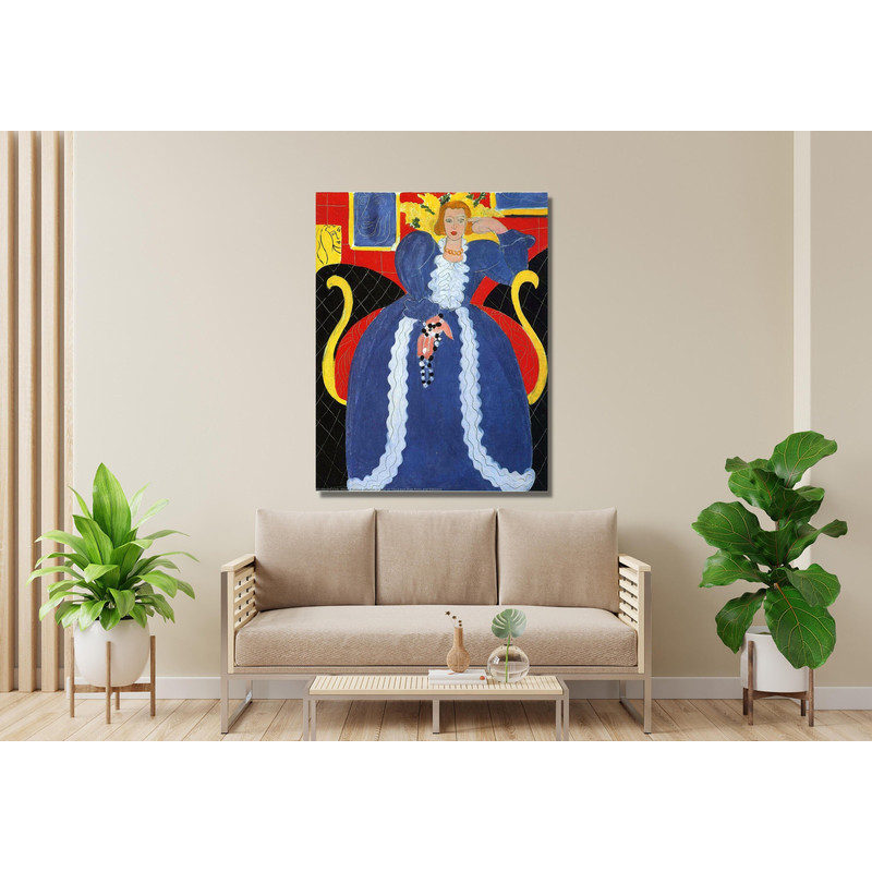 Woman in Blue or The Large Blue Robe and Mimosas Painting Wall Art, Henri Matisse Poster Print, Henri Matisse Canvas Art, Henri Matisse Art.jpg