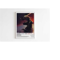berserk poster, anime manga poster, minimalist anime poster,