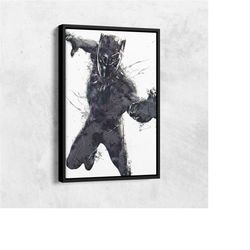black panther poster marvel superhero comics painting hand