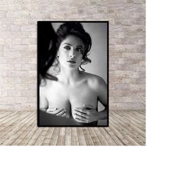 salma hayek sensual naked black and white poster