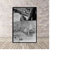 ava gardner in beach poster or canvas wall