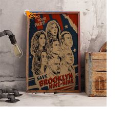 brooklyn nine-nine retro poster, kraft paper print, tv
