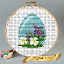 Easter pattern pdf cross stitch, Easy embroidery egg DIY, small pattern for kids
