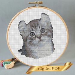 American Curl cat pattern pdf cross stitch, pets easy embroidery DIY, art 2