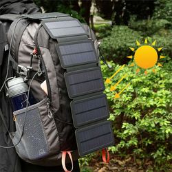 Outdoor Folding Solar Panel Charger Portable 5V 2.1A USB Output Devices Camp Hiking Backpack Travel Power Supply