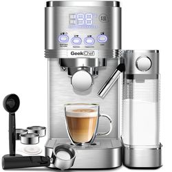 Geek Chef Espresso And Cappuccino Machine With Automatic Milk Frother,20Bar Espresso Maker For Home, For Cappuccino