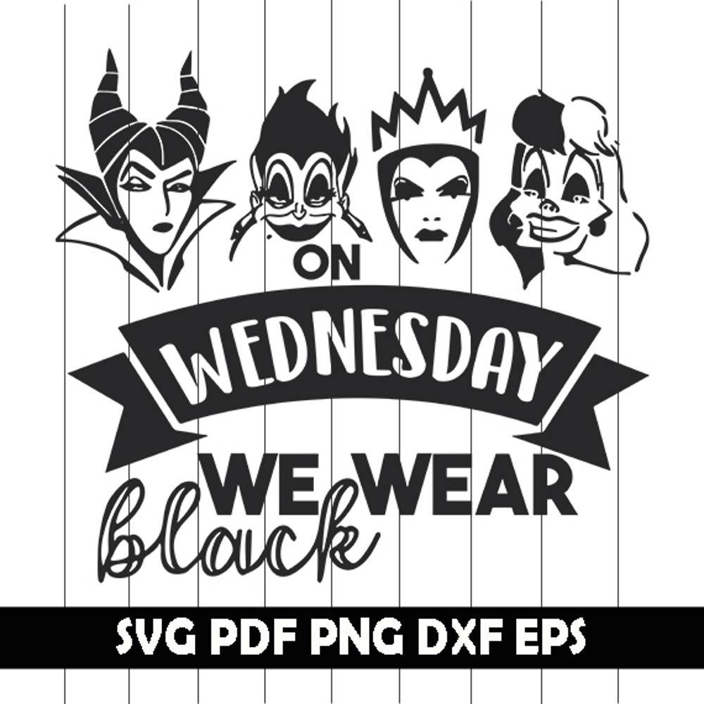 On Wednesdays We Wear Black Svg, Halloween SVG, Villains Svg, Bad Girls Svg Png Dxf1.jpg