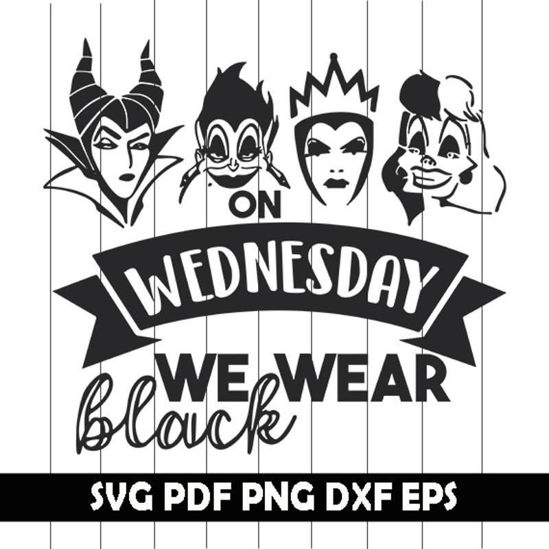 On Wednesdays We Wear Black Svg, Halloween SVG, Villains Svg, Bad Girls Svg Png Dxf1.jpg