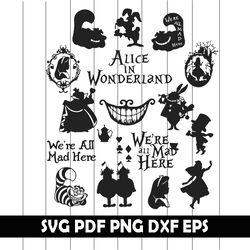 Alice in Wonderland Shiloutte, Alice in Wonderland SVG, Alice in Wonderland Clipart, Alice in Wonderland Vector