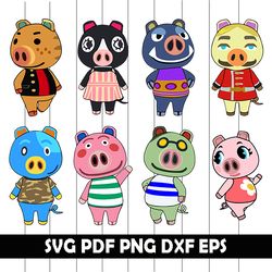 Pigs SVG pack, Get animal crossing Svg, pig villagers svg, animal crossing vector, animal crossing Clipart, pig village
