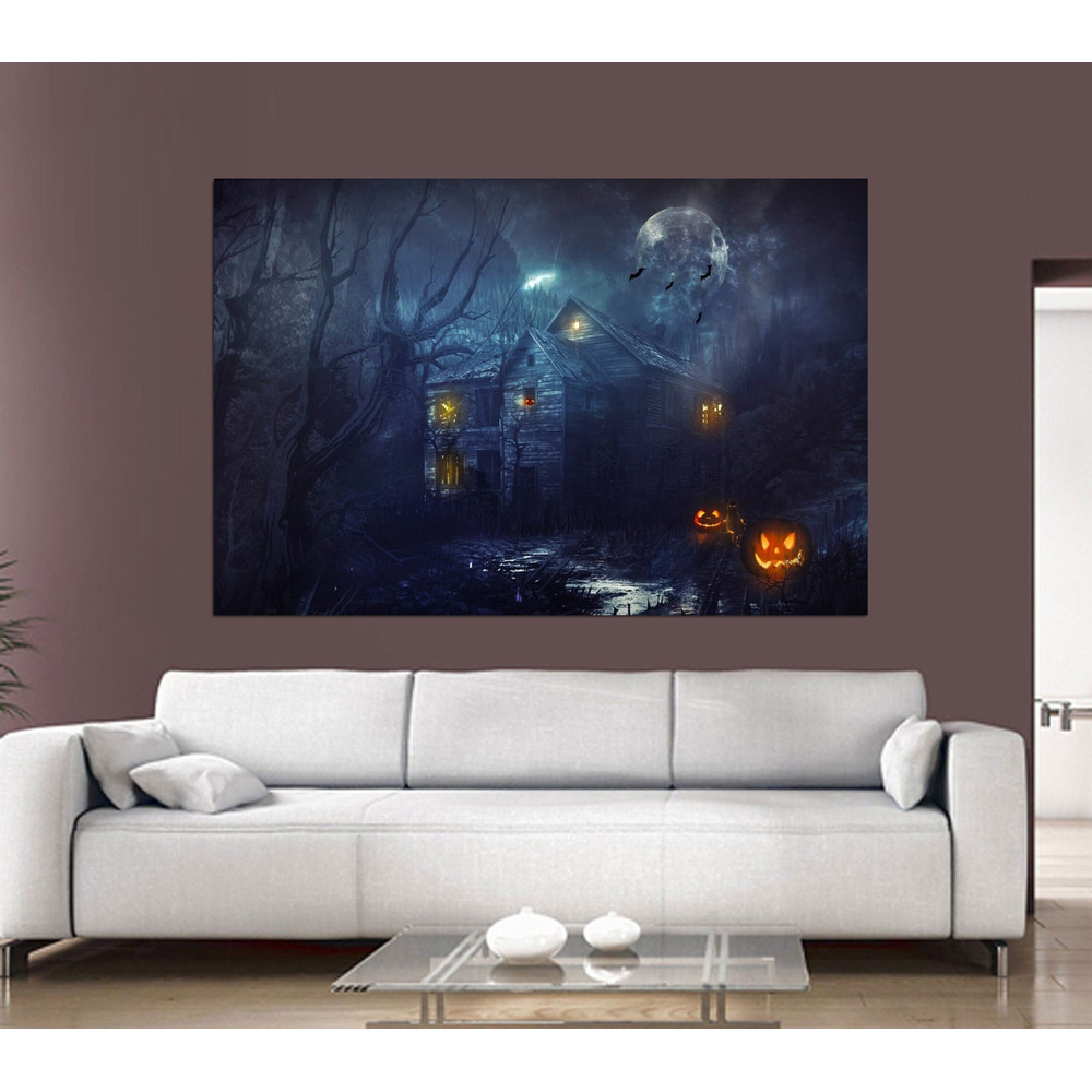 Halloween Vintage Disney Sleep Hollow Poster ,Sleepy Hollow Print, Vintage Disney Print, Old Castle wall Poster, Holloween Pumpkin Poster 1.jpg