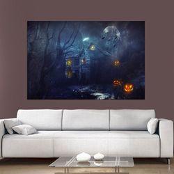 halloween vintage disney sleep hollow poster ,sleepy hollow print, vintage disney print, old castle wall poster, hollowe