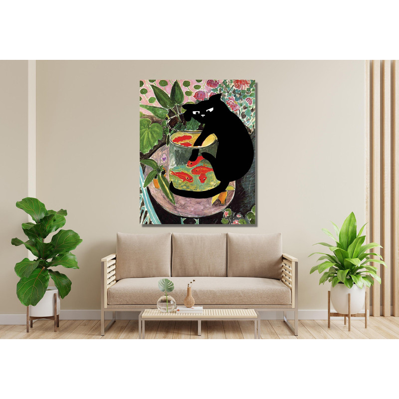 Henri Matisse Black Cat And Aquarium Painting Wall Art, Henri Matisse Poster Print, Henri Matisse Canvas Art, Reproduction Abstract Artwork.jpg