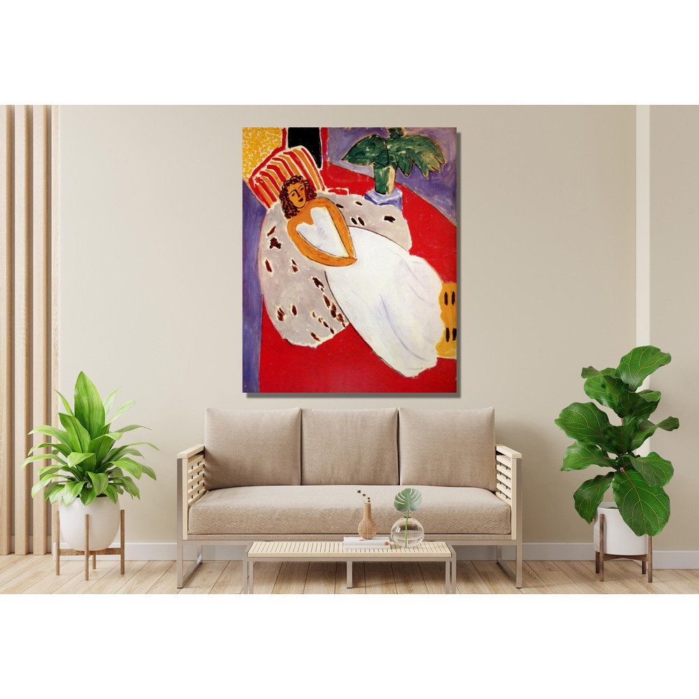 Henri Matisse Young Woman in White Red Background Oil on Canvas Paris Painting Print, Henri Matisse Wall Art, Henri Matisse Poster Canvas.jpg