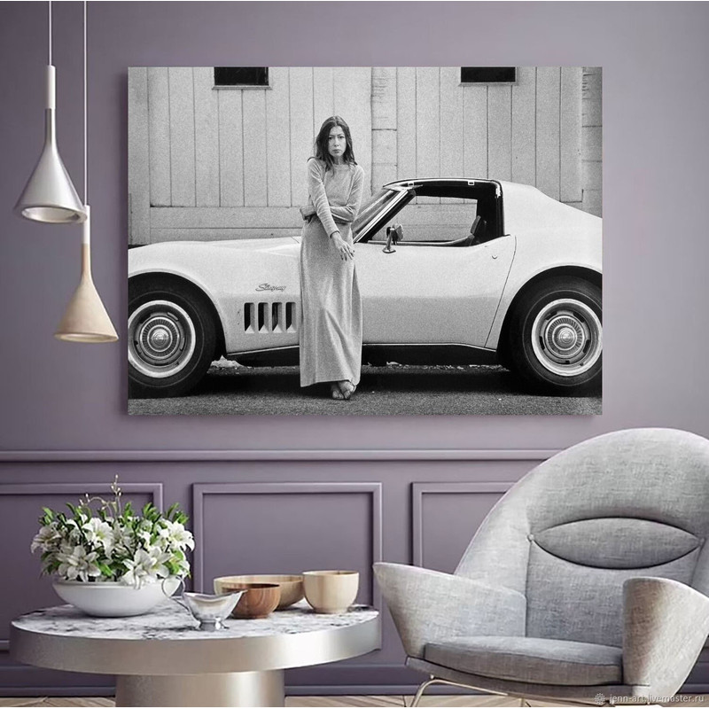 Joan Didion Canvas Art, Poster Joan Didion in Front of Stingray, Journalist writer, Oversize Wall Art Famous Woman Painting,Home Decor Print.jpg