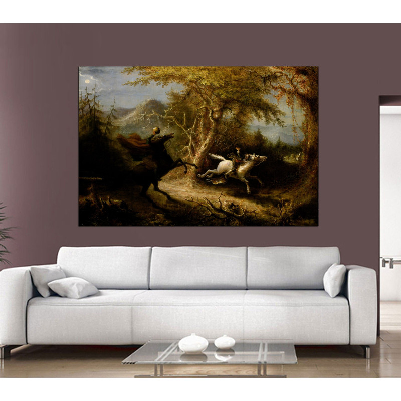 John Quidor Legend of Sleepy Hollow, Hollow Headless Horseman Pursuing Ichabod Crane 1858 Print Poster Print On Canvas Art , Modern Canvas.jpg