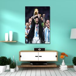 lionel messi poster, lionel messi canvas, world cup 2022 poster print, argentina football legend, soccer player poster,