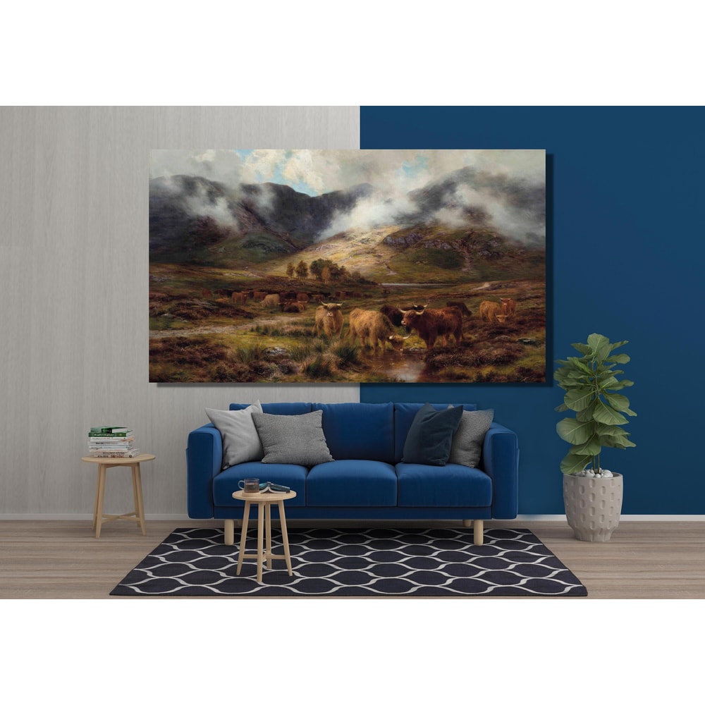 Louis Bosworth Hurt, Morning Mists Art Prints, Louis Bosworth Hurt Print Poster, Highland Cattle Grazing Print, Louis Bosworth Hurt Painting.jpg
