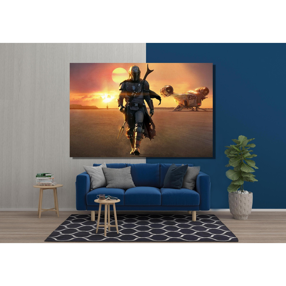 Mandalorian Poster Print, Mandalorian Wall Art, Mandalorian Canvas, Star Wars Artwork, Baby Yoda Art Print, Star Wars Poster, Sci-fi Decor.jpg