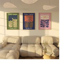 sage green pink physical flower market print set