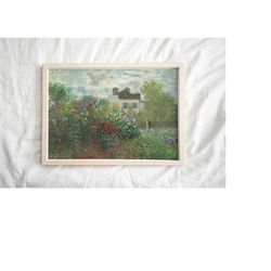 green claude monet print, landscape exhibition poster, monet